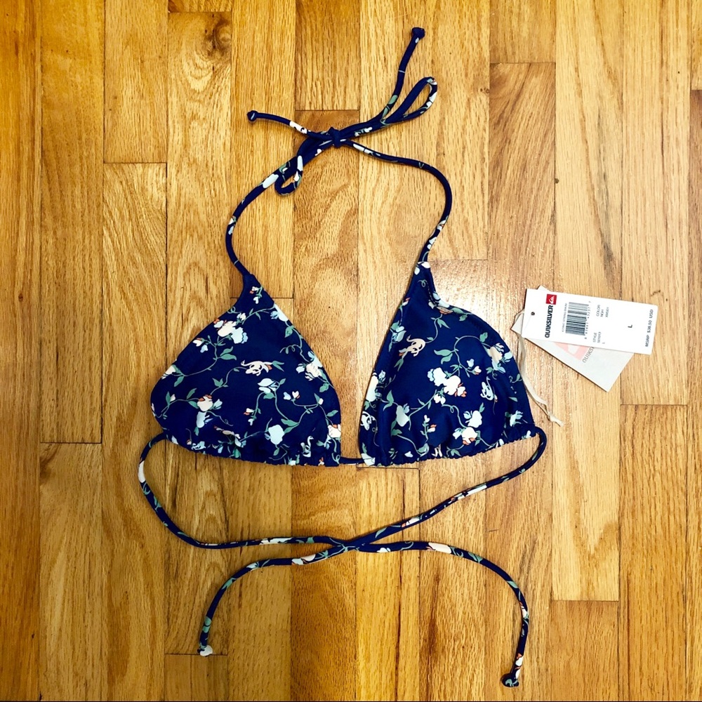 Quiksilver Women’s (QSW)  Blue Flower Bikini Top